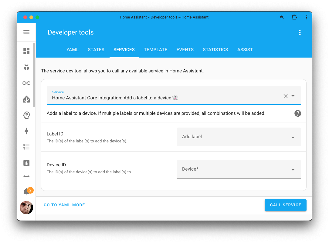 Screenshot of the add a label to a device action on the Tools page.