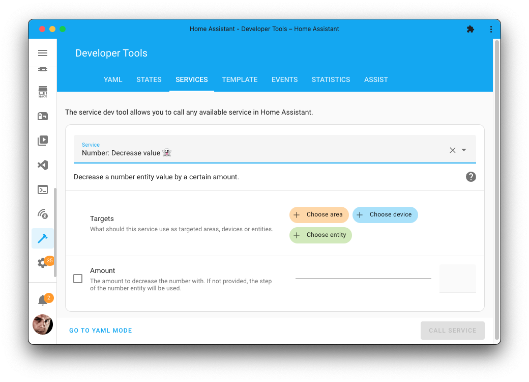 Screenshot of the number decrease value action on the Tools page.