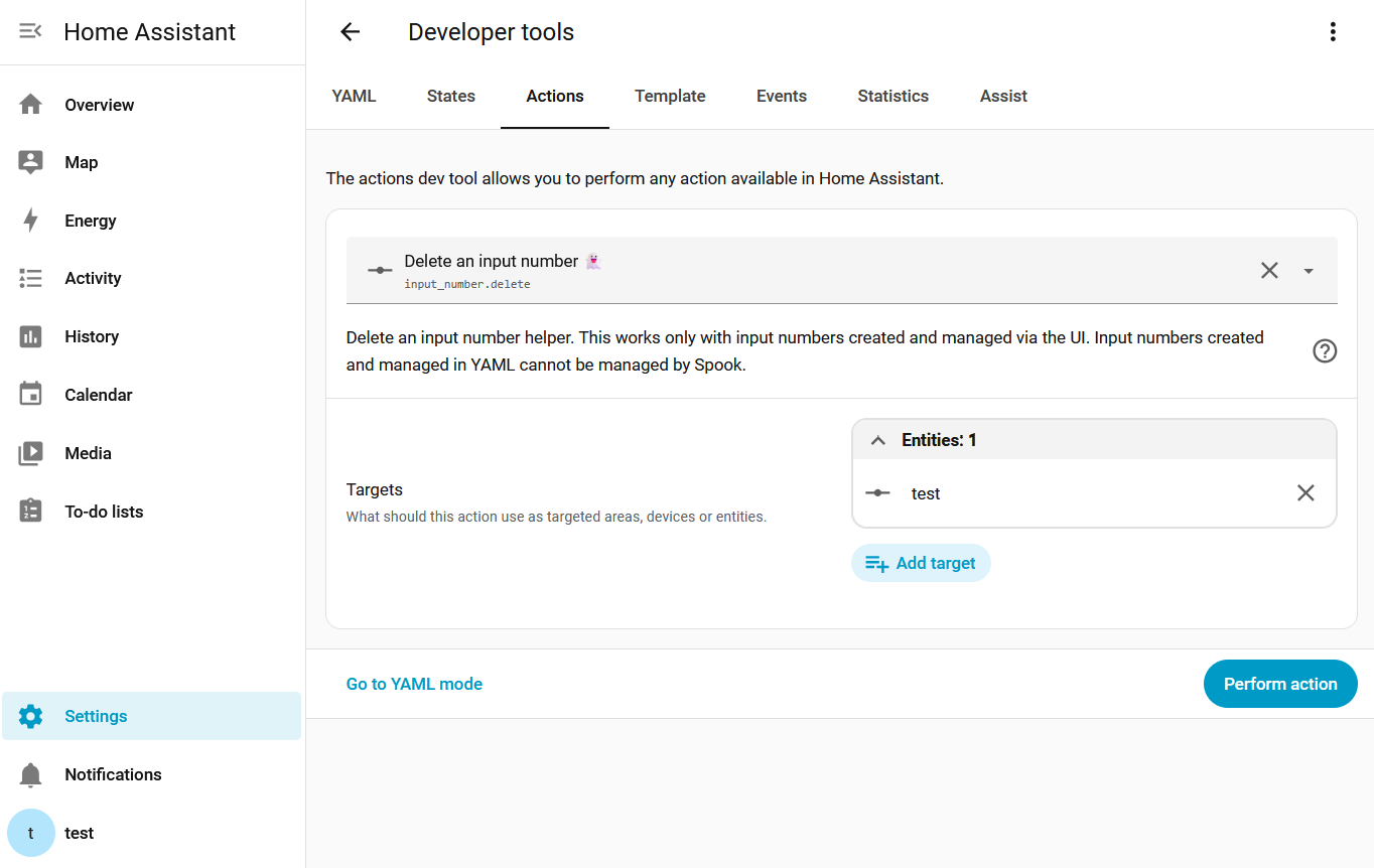 Screenshot of the input number delete action on the Tools page.